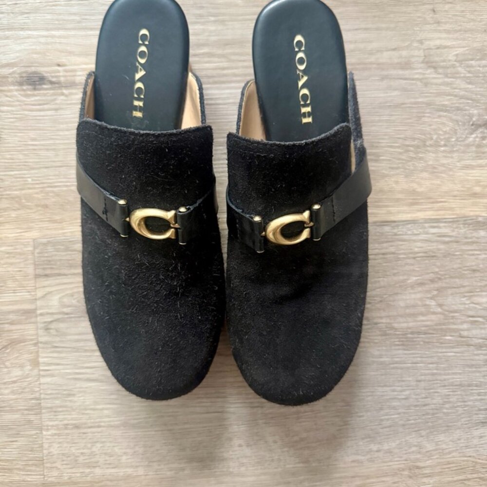 Coach Womens Clogs Findlay Suede Black Size 9